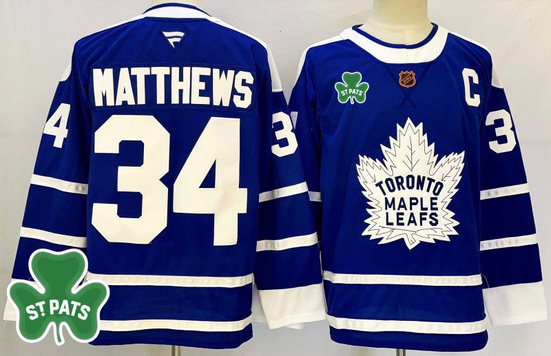 Men Toronto Maple Leafs 34 Matthews Blue Fanatics 2025 NHL Jersey style 4